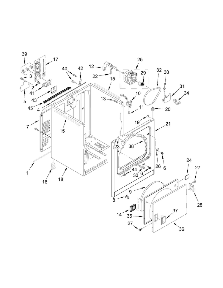 Cabinet Parts Diagram and Parts List for 11066132411  Kenmore Dryer