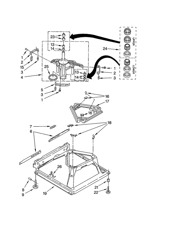 Machine Base Diagram and Parts List for 7MLSC9545JQ2  Whirlpool Washer