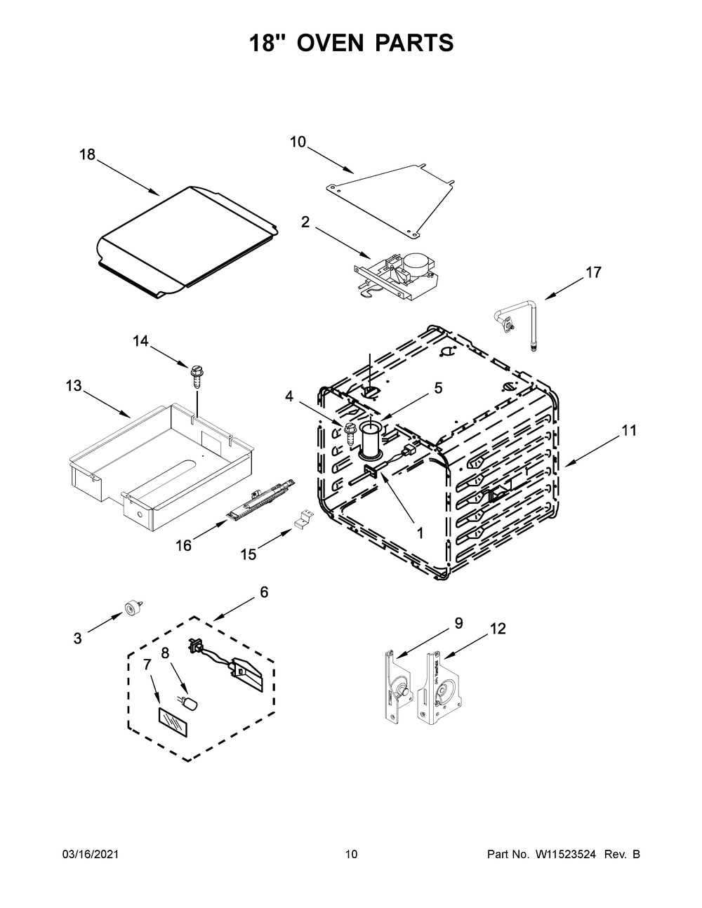 18 Inch Oven Parts Diagram and Parts List for JGRP748HL01  Whirlpool Range