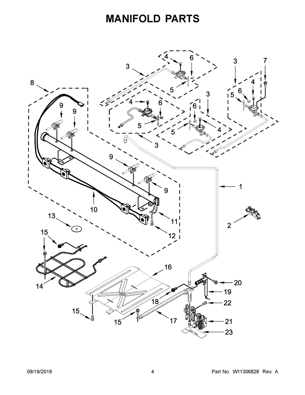Manifold Parts Diagram and Parts List for IGS790GS0  Whirlpool Range