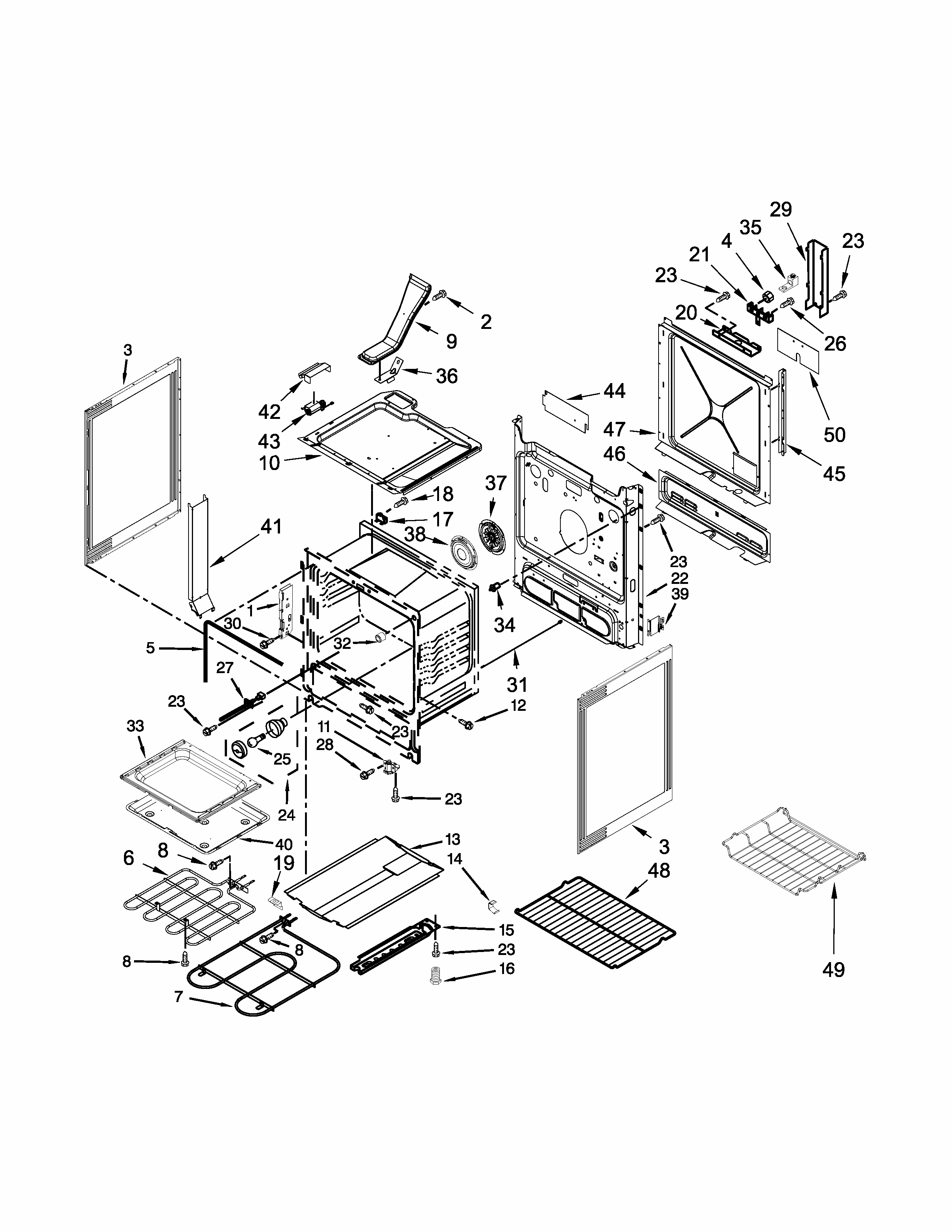 Chassis Parts Diagram and Parts List for IEL730CS0  Whirlpool Range
