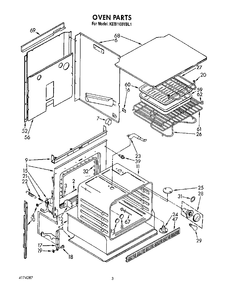 OVEN, LIT/OPTIONAL Diagram and Parts List for KEBI100YBL1  KitchenAid Wall Oven