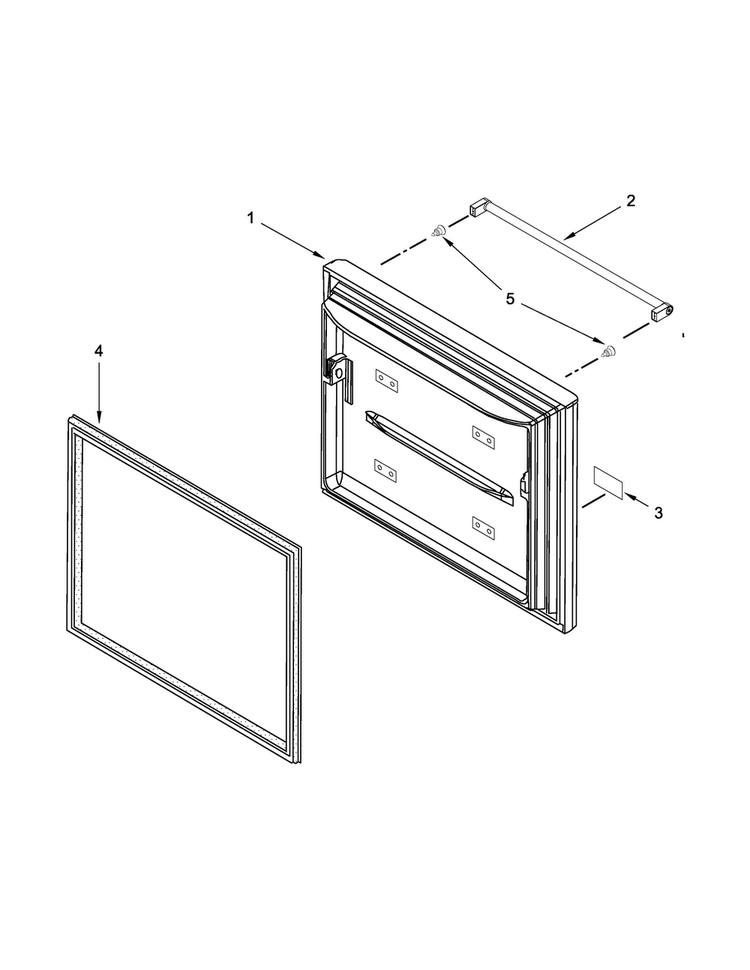 Freezer Door Parts Diagram and Parts List for KRBX102EWH00  KitchenAid Refrigerator