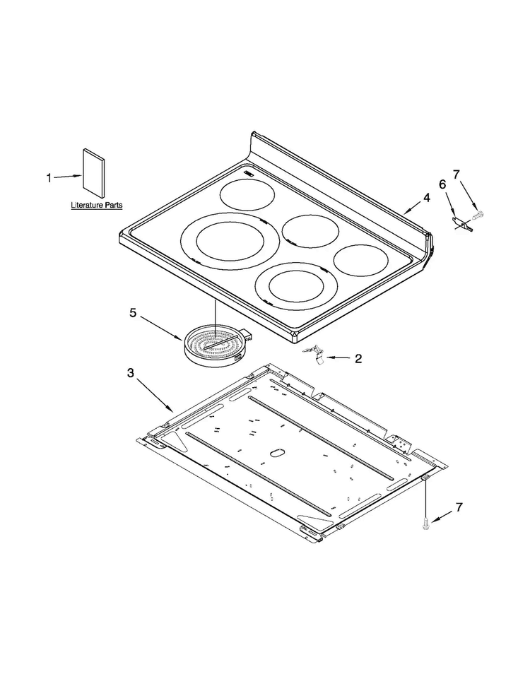 Cooktop Parts Diagram and Parts List for WFE525C0BB0  Whirlpool Range