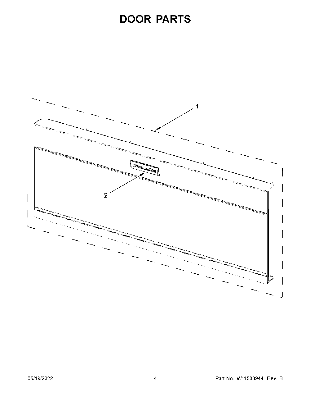 Door Parts Diagram and Parts List for YKMLS311HBS08  KitchenAid Microwave