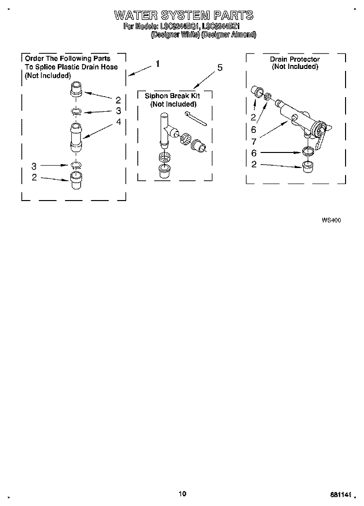 WATER SYSTEM Diagram and Parts List for LSC8244BQ1  Whirlpool Washer