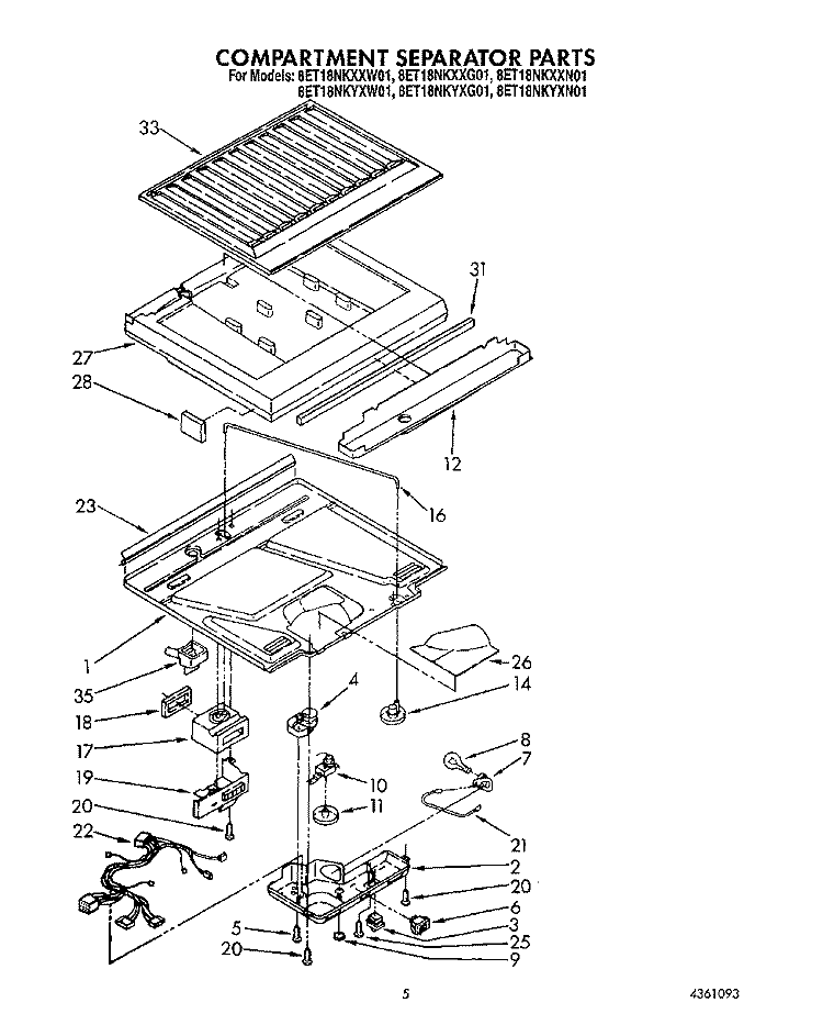 COMPARTMENT SEPARATOR Diagram and Parts List for 8ET18NKYXW01  Whirlpool Refrigerator