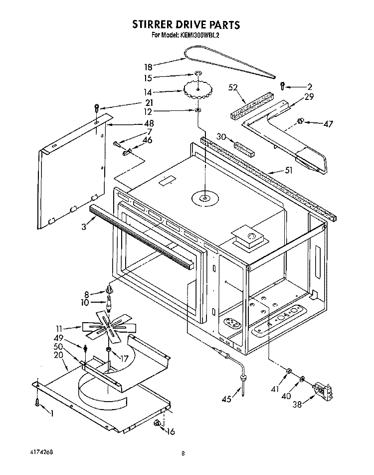 STIRRER DRIVE Diagram and Parts List for KEMI300WBL2  KitchenAid Microwave Oven Combo