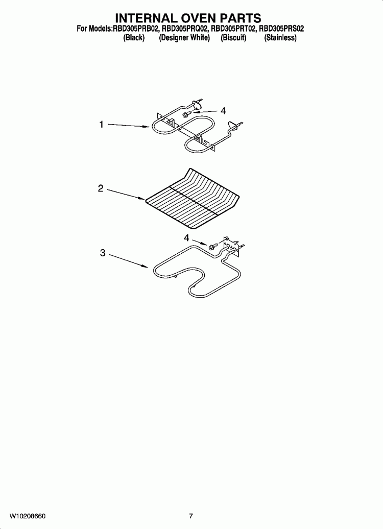 INTERNAL OVEN PARTS Diagram and Parts List for RBD305PRT02  Whirlpool Wall Oven