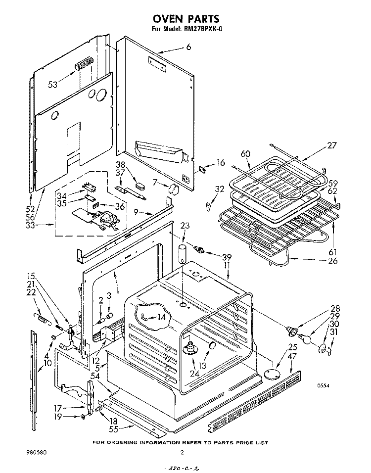 OVEN Diagram and Parts List for RM278PXK0  Whirlpool Microwave Oven Combo