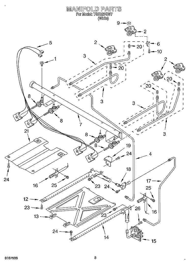 MANIFOLD Diagram and Parts List for TGS325GW7  Estate Range
