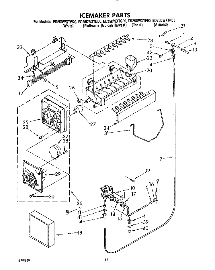 ICEMAKER, LIT/OPTIONAL Diagram and Parts List for ED25DWXTF00  Whirlpool Refrigerator