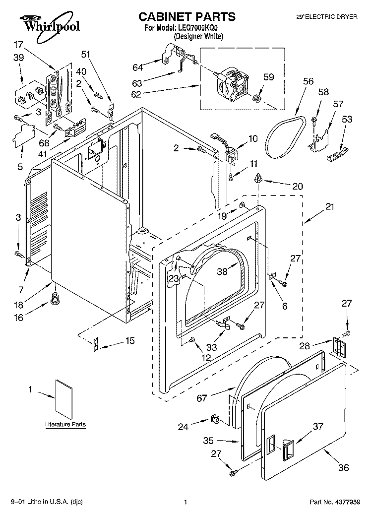 SECTION Diagram and Parts List for LEQ7000KQ0  Whirlpool Dryer