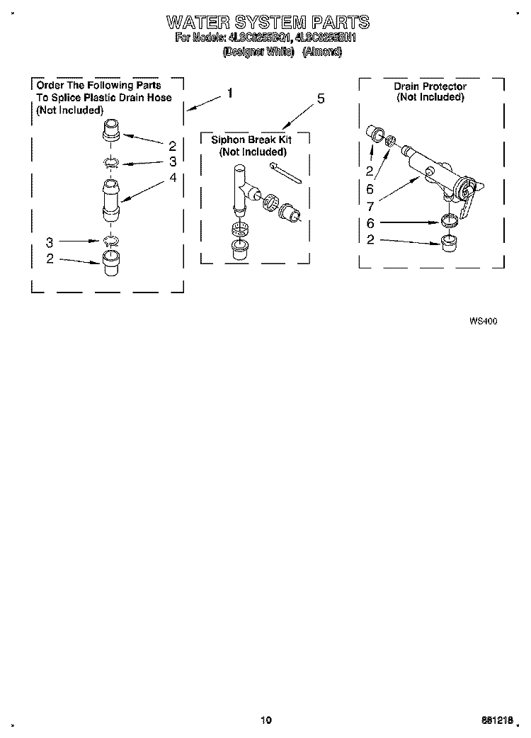WATER SYSTEM Diagram and Parts List for 4LSC8255BN1  Whirlpool Washer