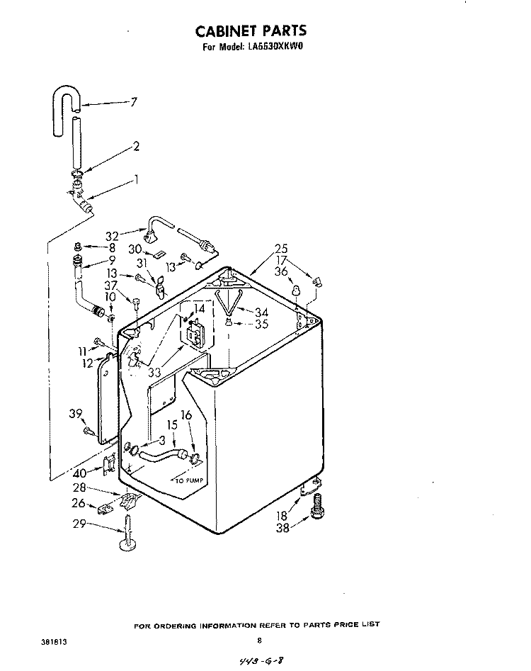 CABINET Diagram and Parts List for LA5530XKW0  Whirlpool Washer