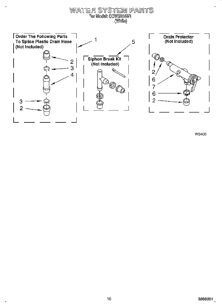 WATER SYSTEM Diagram and Parts List for CCW5264W1  Whirlpool Washer