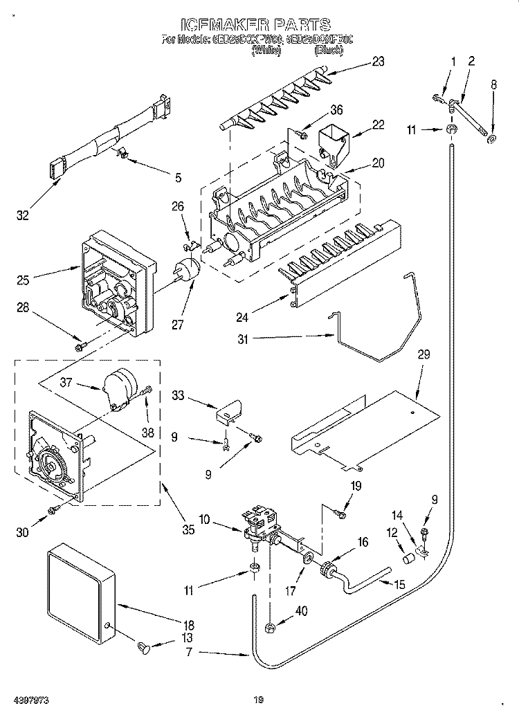 ICE MAKER, LIT/OPTIONAL Diagram and Parts List for 6ED25DQXFB00  Whirlpool Refrigerator