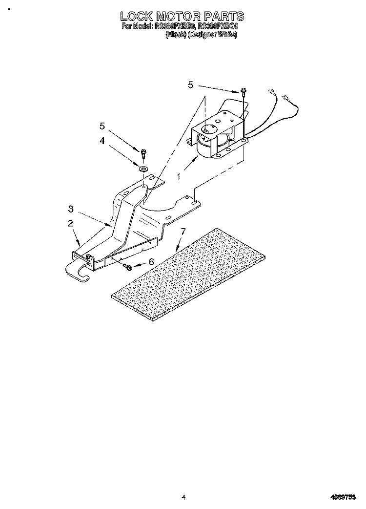LOCK MOTOR Diagram and Parts List for RS386PXBB0  Whirlpool Range
