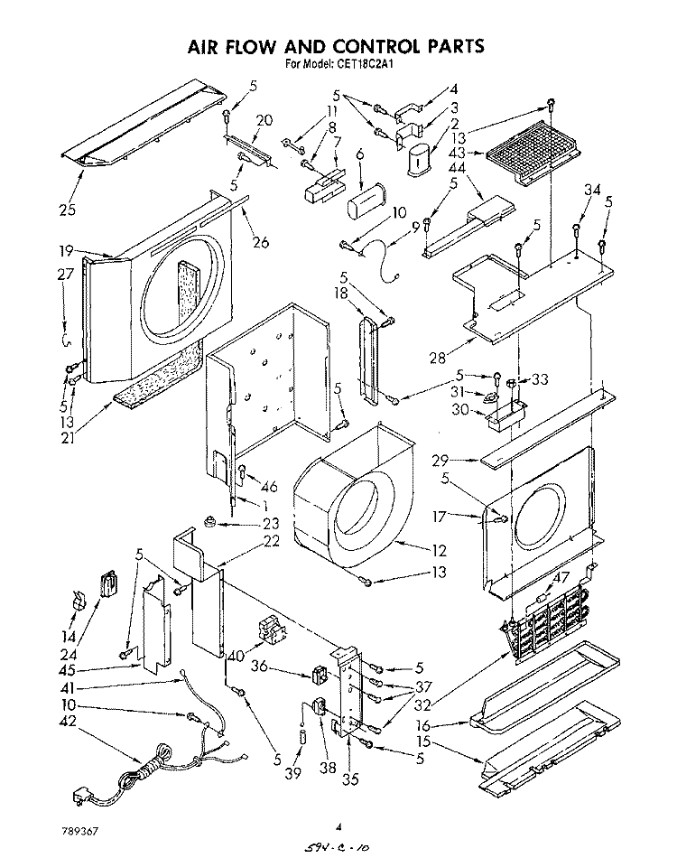 AIR FLOW AND CONTROL , LIT/OPTIONAL Diagram and Parts List for CET18C2A1  Whirlpool Air Conditioner