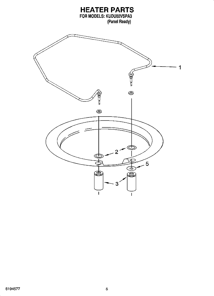 HEATER PARTS Diagram and Parts List for KUDU02VSPA3  KitchenAid Dishwasher