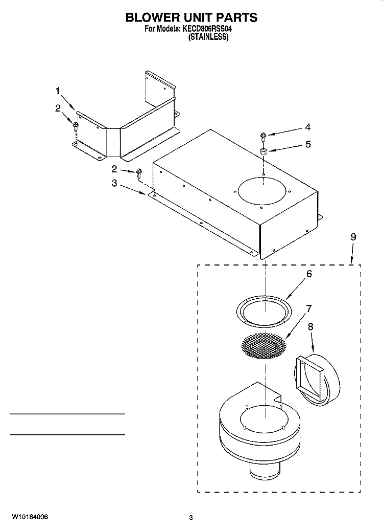 BLOWER UNIT PARTS, OPTIONAL PARTS Diagram and Parts List for KECD806RSS04  KitchenAid Cooktop
