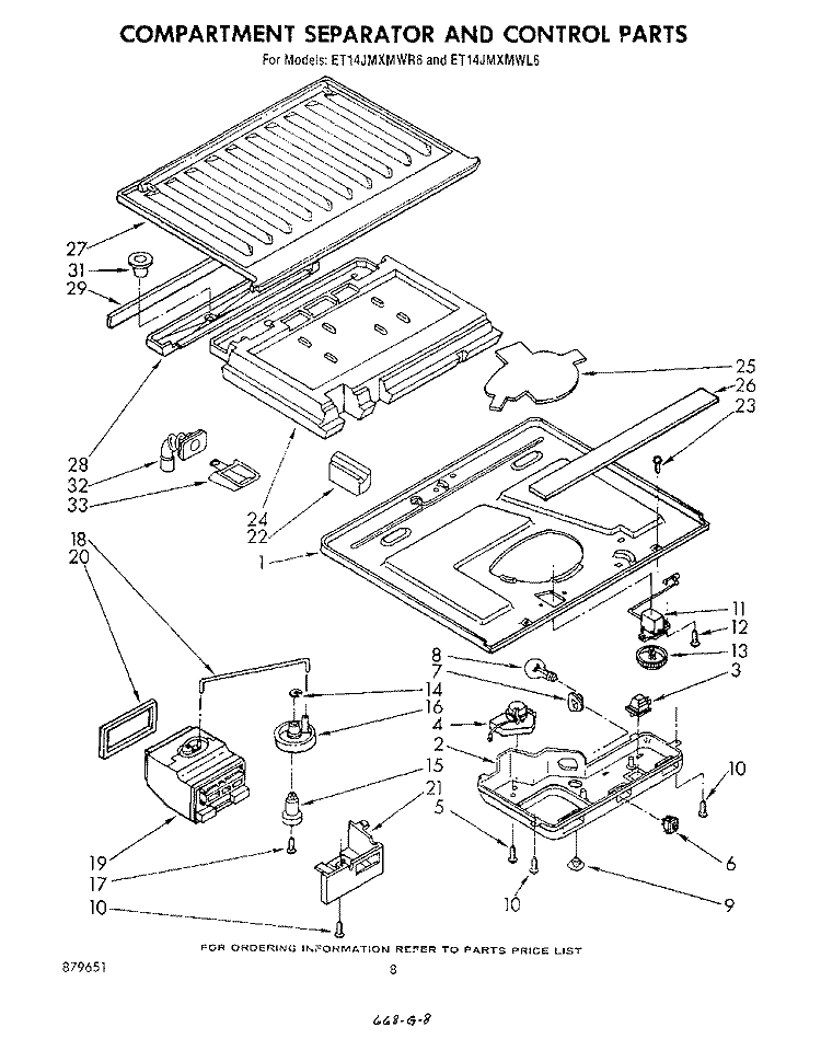 COMPARTMENT SEPARATOR AND CONTROL Diagram and Parts List for ET14JMXMWR6  Whirlpool Refrigerator