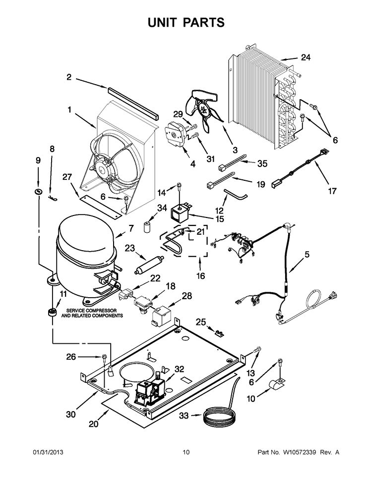 UNIT PARTS Diagram and Parts List for KUIC18PNXS3  KitchenAid Ice Maker