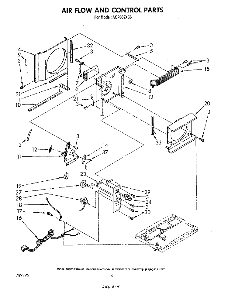 AIR FLOW AND CONTROL Diagram and Parts List for ACP602XS0  Whirlpool Air Conditioner
