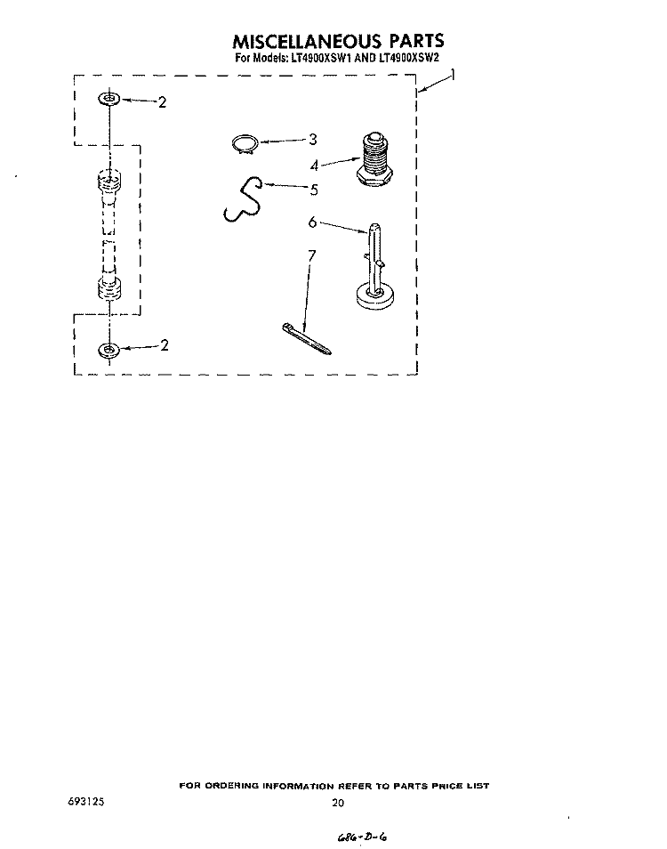 MISCELLANEOUS , LITERATURE AND OPTIONAL Diagram and Parts List for LT4900XSW1  Whirlpool Washer Dryer Combo
