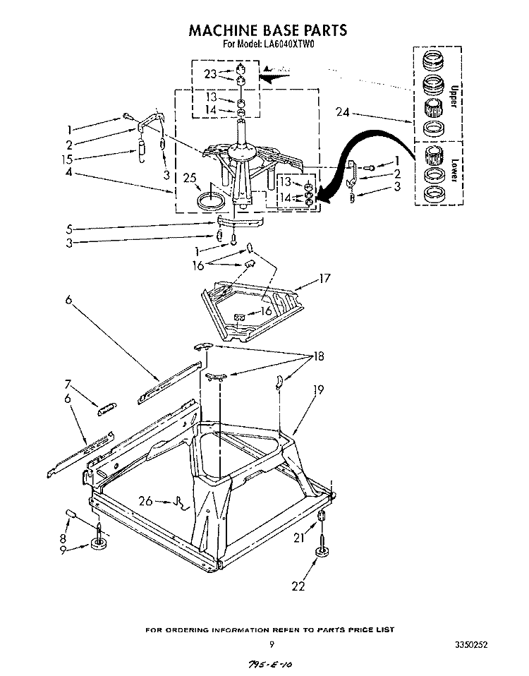 MACHINE BASE Diagram and Parts List for LA6040XTW0  Whirlpool Washer