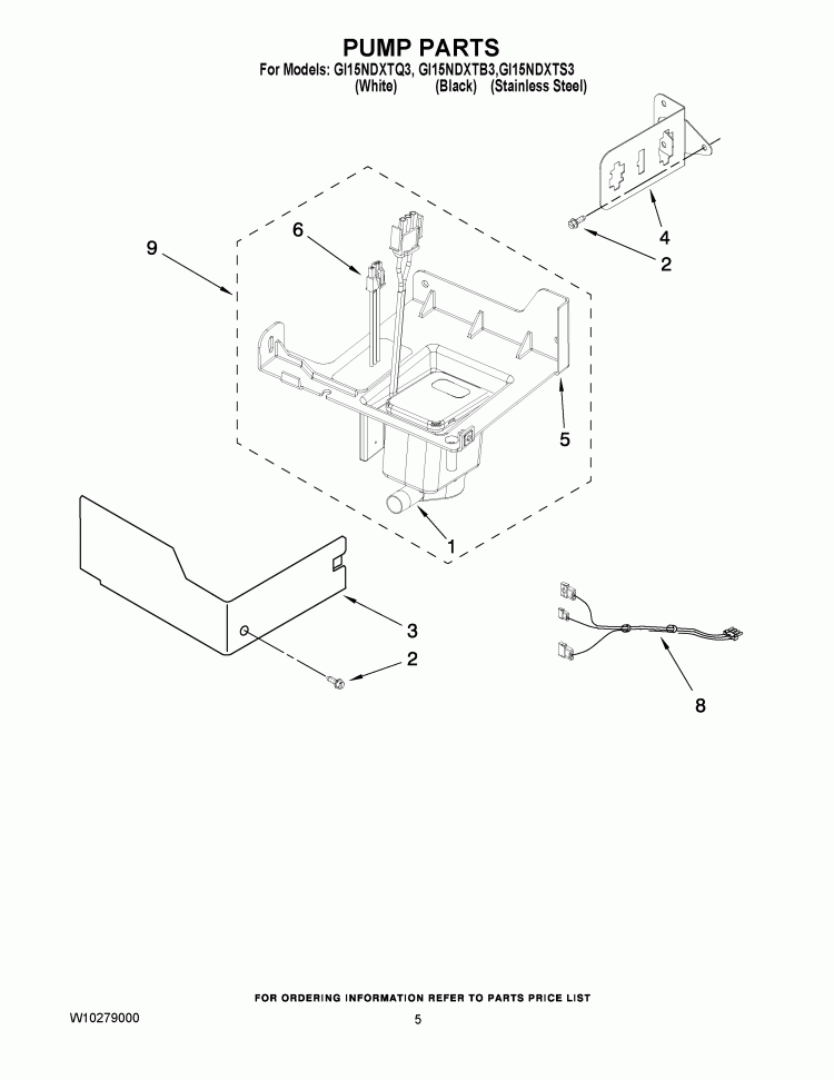 PUMP PARTS Diagram and Parts List for GI15NDXTB3  Whirlpool Ice Maker