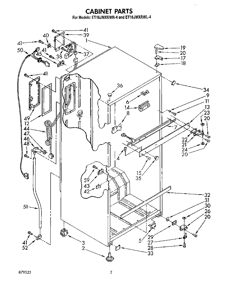 CABINET Diagram and Parts List for ET16JMXRWR4  Whirlpool Refrigerator