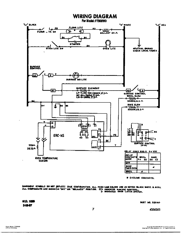 WIRING DIAGRAM Diagram and Parts List for F7908L0  Roper Range