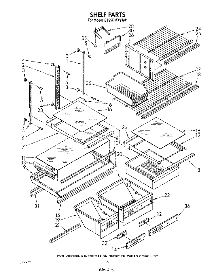 SHELF , LIT/OPTIONAL Diagram and Parts List for ET25DMXVM01  Whirlpool Refrigerator