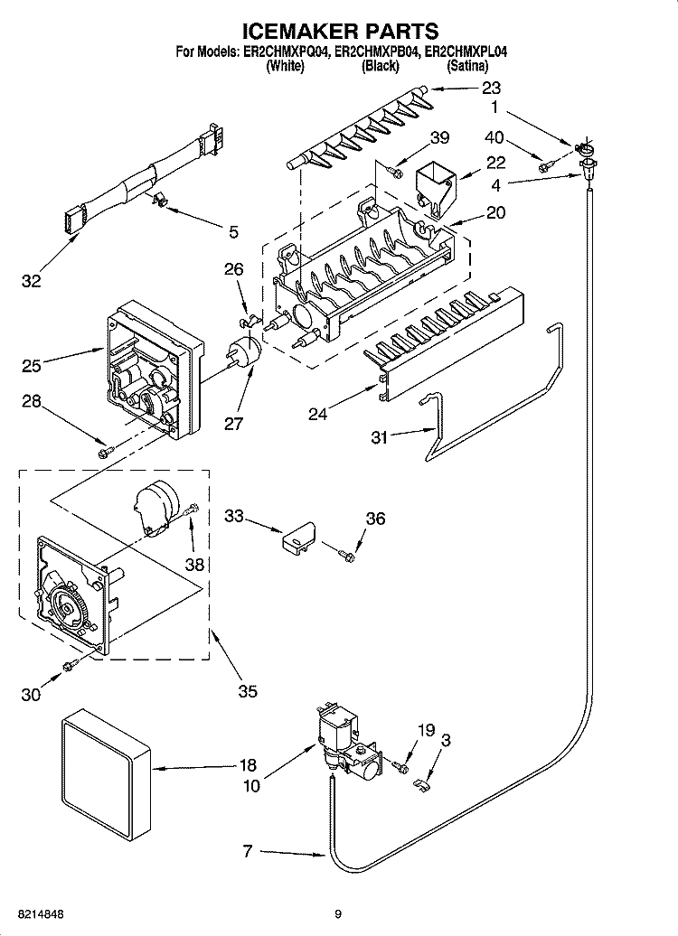 ICEMAKER PARTS Diagram and Parts List for ER2CHMXPL04  Whirlpool Refrigerator