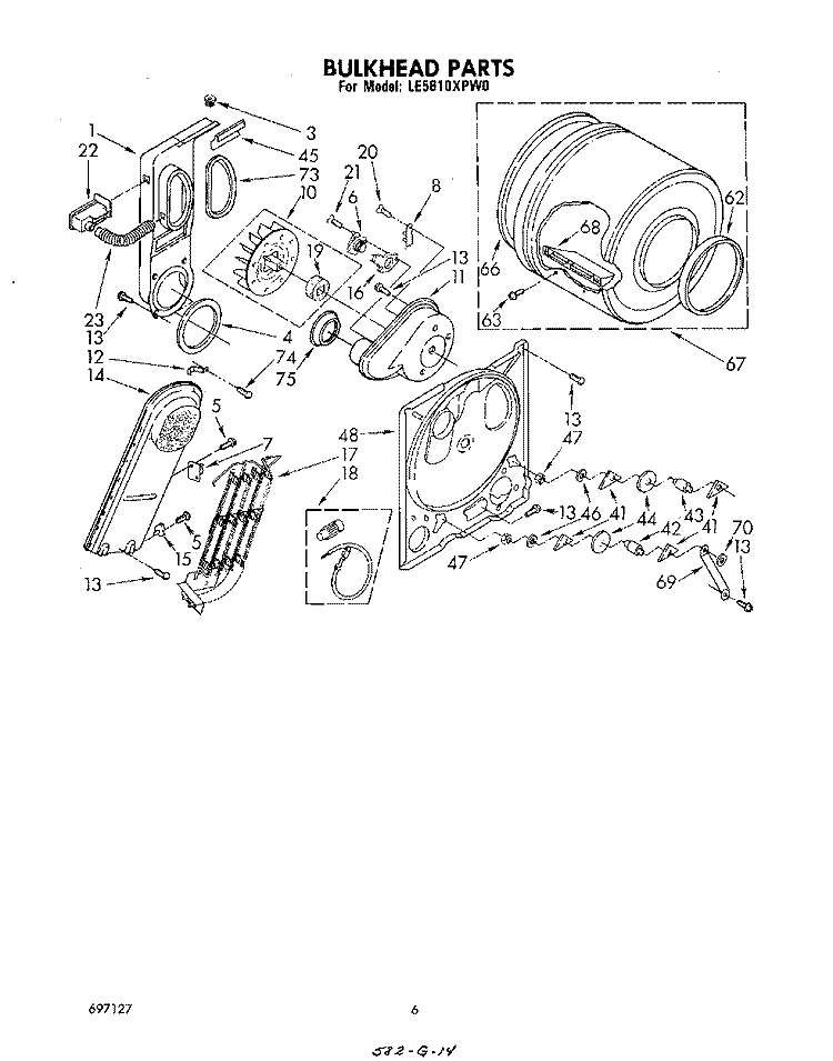 SECTION Diagram and Parts List for LE5810XPW0  Whirlpool Dryer