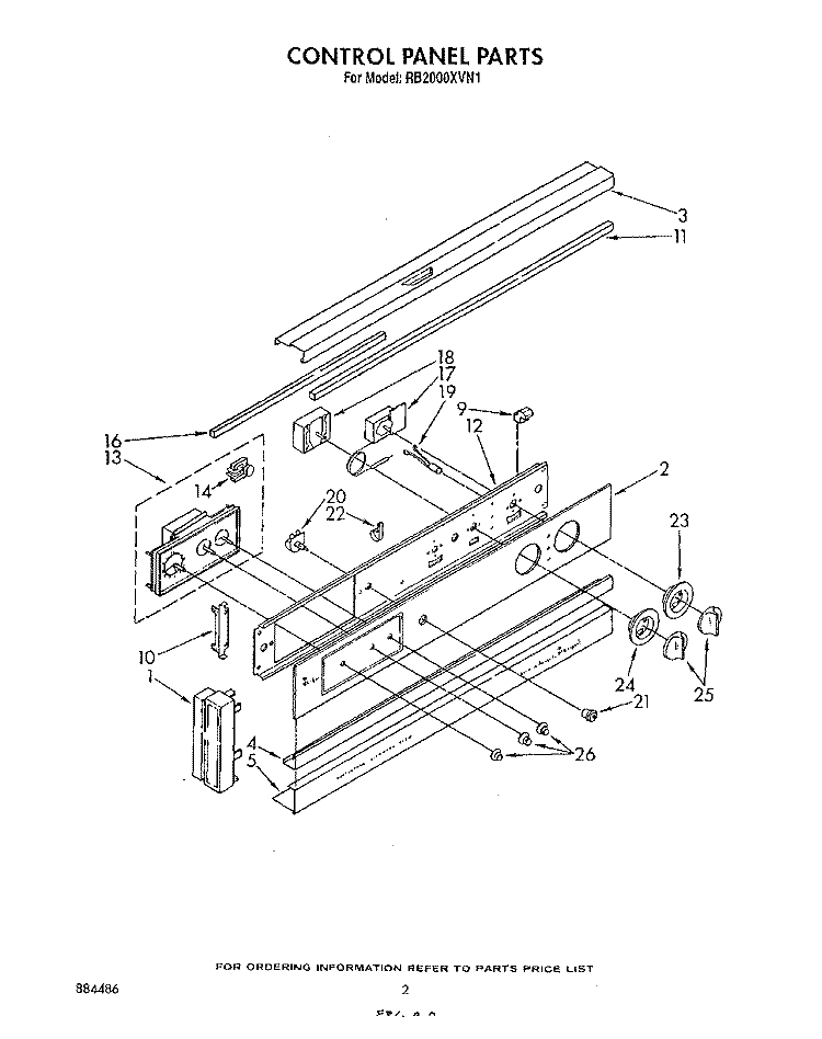 CONTROL PANEL , LIT/OPTIONAL Diagram and Parts List for RB2000XVW1  Whirlpool Wall Oven