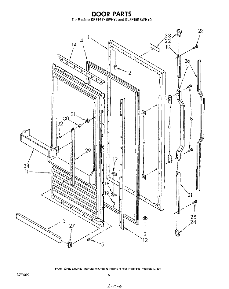 DOOR Diagram and Parts List for KRFF15KSWHY0  KitchenAid Freezer