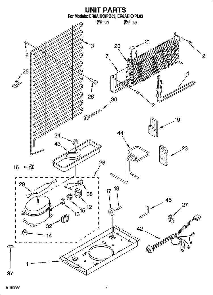 UNIT PARTS Diagram and Parts List for ER8AHKXPQ03  Whirlpool Refrigerator