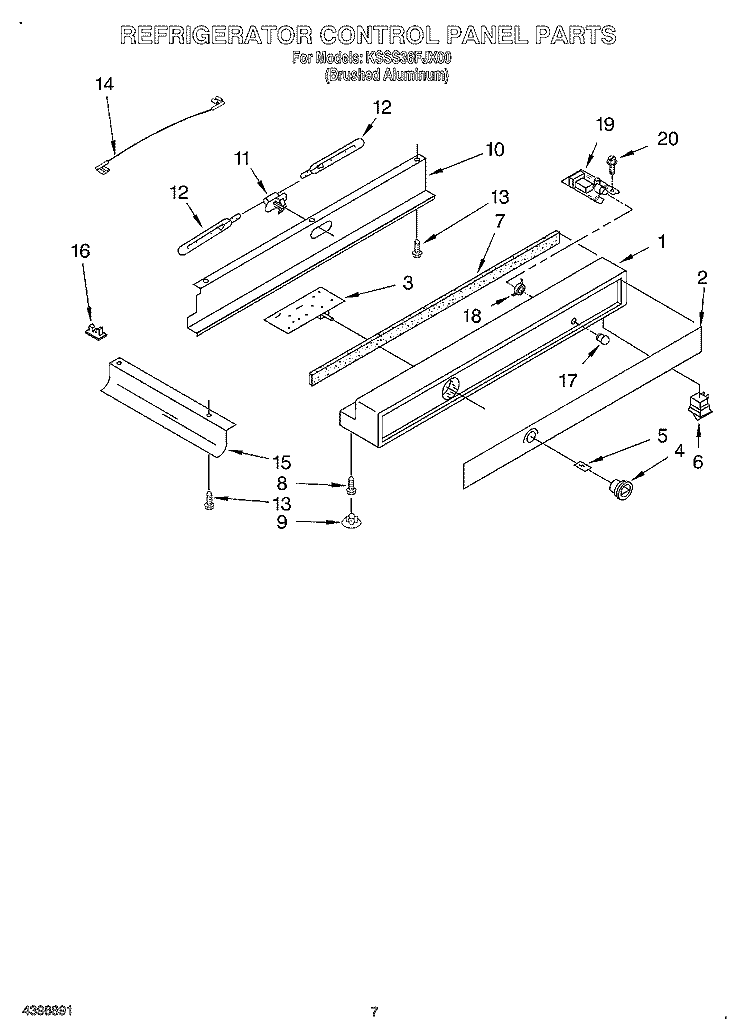 REFRIGERATOR CONTROL PANEL Diagram and Parts List for KSSS36FJX00  KitchenAid Refrigerator
