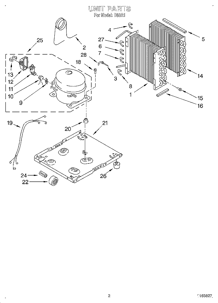 UNIT Diagram and Parts List for D30A1  Whirlpool Dehumidifier