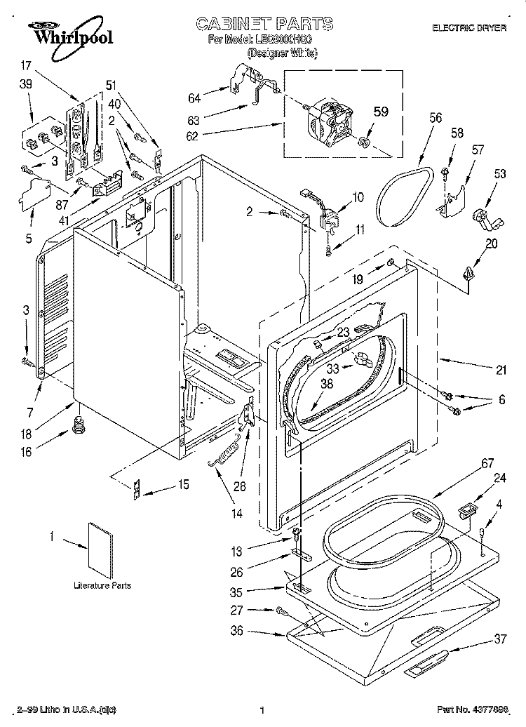 SECTION Diagram and Parts List for LEQ8000HQ0  Whirlpool Dryer