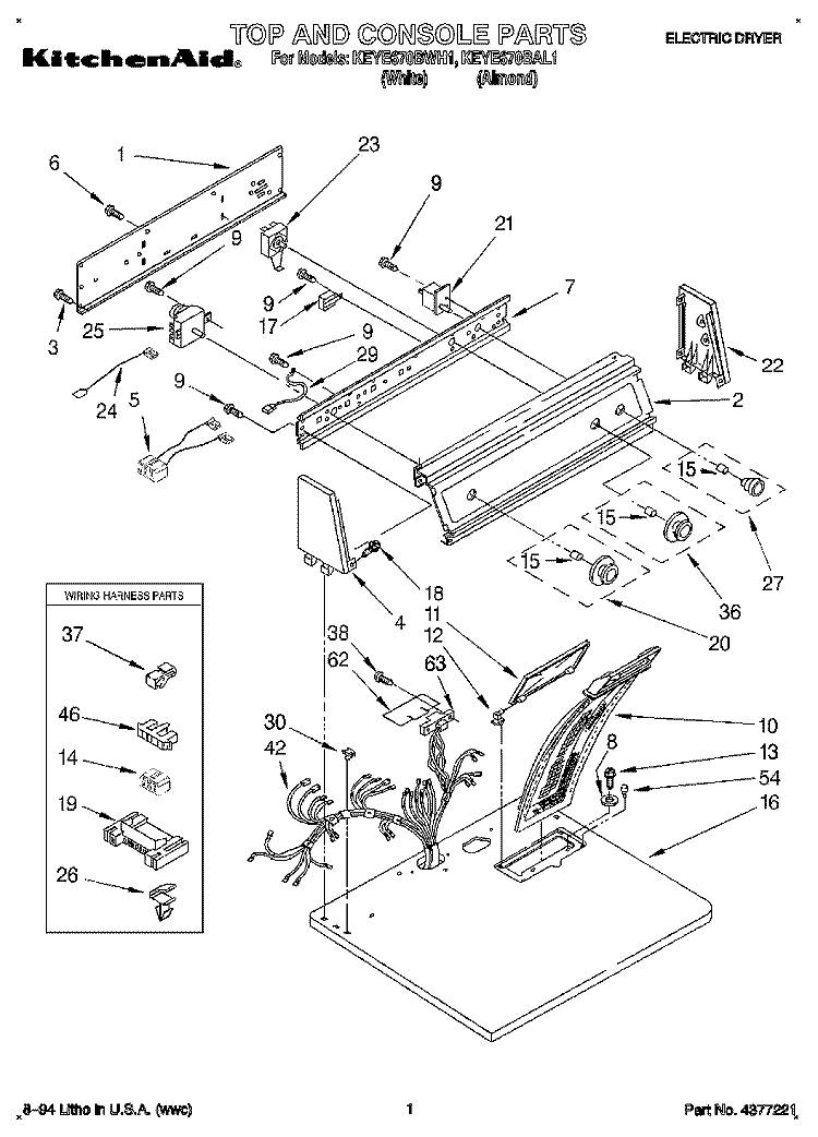SECTION Diagram and Parts List for KEYE670BAL1  KitchenAid Dryer