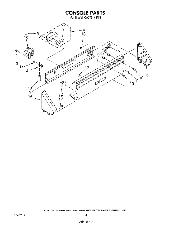 CONSOLE Diagram and Parts List for CA2751XSW4  Whirlpool Washer