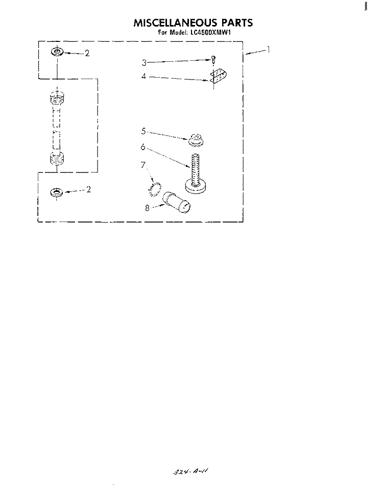 MISCELLANEOUS , LITERATURE AND OPTIONAL Diagram and Parts List for LC4500XMW1  Whirlpool Washer