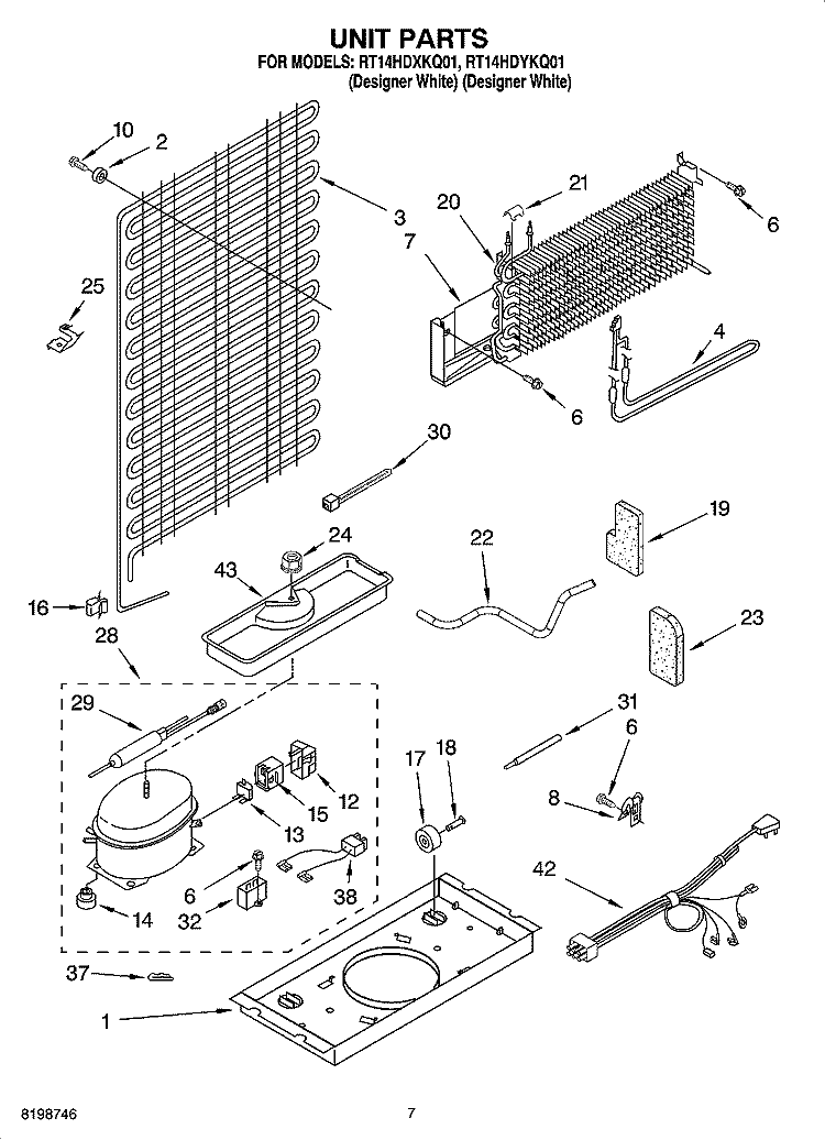 UNIT PARTS Diagram and Parts List for RT14HDXKQ01  Roper Refrigerator