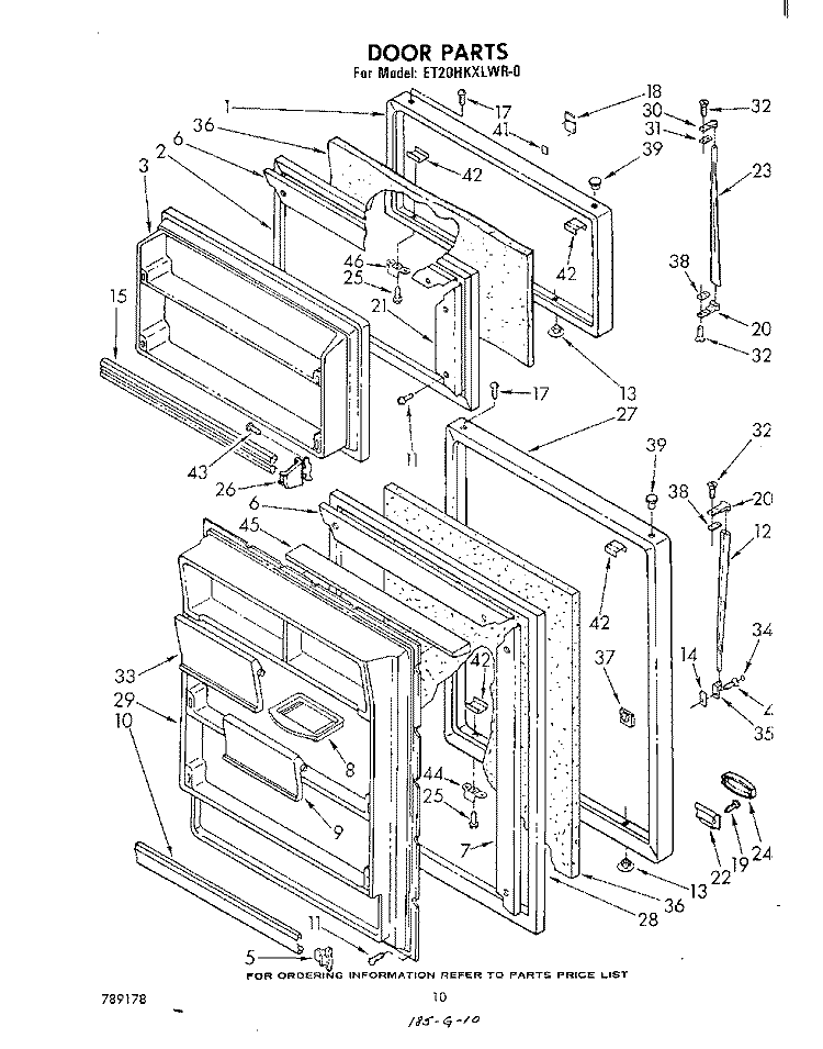 DOOR , NOT ILLUSTRATED AND OPTIONAL Diagram and Parts List for ET20HKXLWR0  Whirlpool Refrigerator