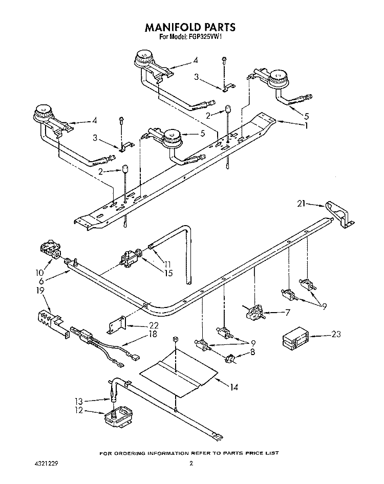 MANIFOLD Diagram and Parts List for FGP325VW1  Roper Range