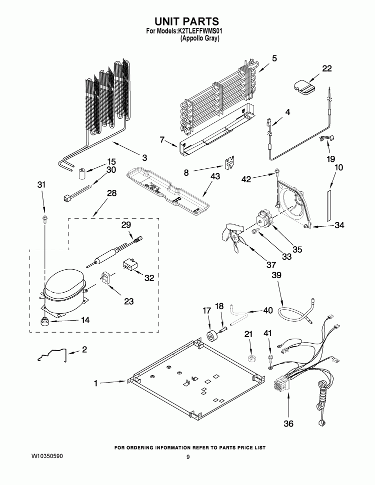 UNIT PARTS Diagram and Parts List for K2TLEFFWMS01  KitchenAid Refrigerator