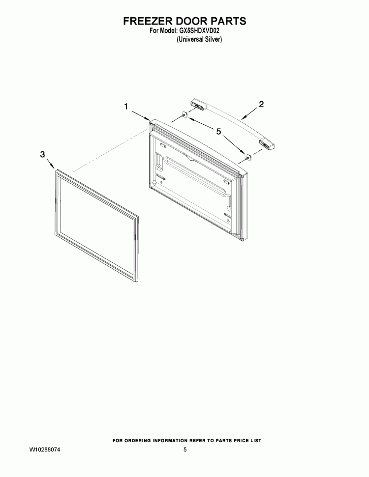FREEZER DOOR PARTS Diagram and Parts List for GX5SHDXVD02  Whirlpool Refrigerator